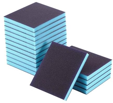 16 Pcs Sanding Sponges, Wet Dry Sanding Block, Sponge Sandpaper Block, 120-180 Grit Fine Sand Block Sponge, Reusable and Washable Sanding Blocks for Wood Drywall Metal Polis(Blue)