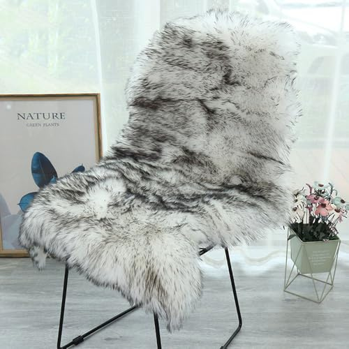 CHUYIX Faux Lammfell Schaffell Teppich 60 * 90cm Longhair Flauschiger Teppich Wohnzimmer Deko Wohnzimmer Nachahmung Wolle Sofa Matte Kunstfell Dekofell Kunstfell Lammfellimitat Teppich flauschig