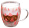 Nuyhgtr Tazas de café de Navidad, vidrio resistente al calor, mango de taza de vidrio, taza de vidrio decorativa, taza de Navidad roja, taza de café decorativa roja de Navidad con patrón de árbol para