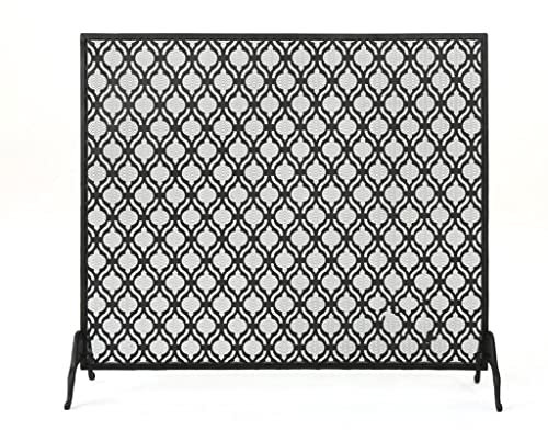 DDNGEJ Kamintüren Innenkaminschirm Metallstreifengeflecht Hohl Schwarz Kamintrennwandschirm Wohnzimmer Freistehendes Geländer Kaminabdeckung