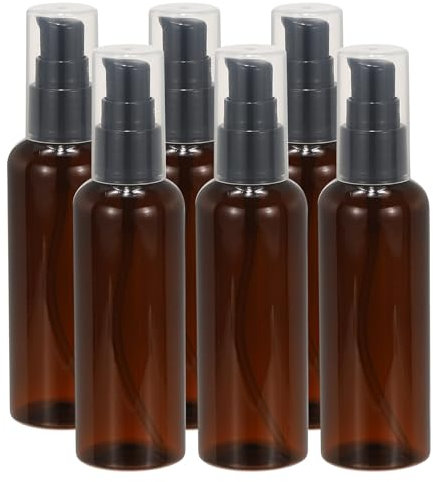 PATIKIL Travel Pump Bottles, 6 Pcs 3.4Oz(100ml) Leak Proof Refillable Empty Dispenser Container Squeeze Bottle with Pump for Shampoo Toiletries Lotion Cream, Brown
