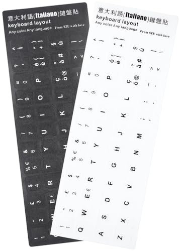 WUSJCOF 2 pezzi Kit adesivi tastiera per conversione layout in italiano, Keyboard Stickers, Tastiera del Computer Portatile per Qualsiasi Tastiera Standard