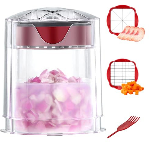 Pommesschneider, Kartoffelschneider mit 2 Klingen Schnellschnitt, Apfelschneider Spart Mehr Zeit, Pommes Schneider Edelstahl für Pommes, Gurke, Karotte, Apfel, Gemüse und Obst