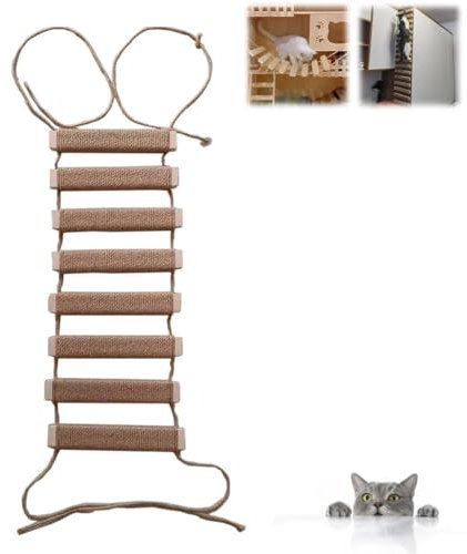 Cat Climbing Frame Indoor Cat Tree Wall Climbing Bridge Climbing Rope Ladder for Cat Pets Climbing Frame for Wall Cat Wall Furniture Hemp Rope 20in Ladder (100cm)