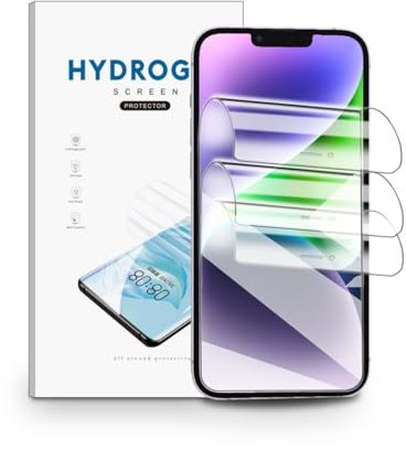 nvskvd Hydrogel Folie für iPhone 14 Plus, 3 Stück TPU Displayschutzfolie Klar HD Weich Schutzfolie Fingerabdruck-ID Unterstützen TPU Hydrogel Film Screen Protector