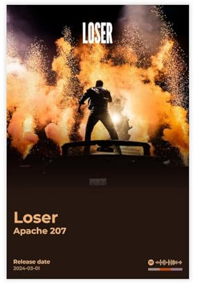 bpoejge Apache 207 Poster, beliebtes Rapper-Hip-Hop-Musik-Rap-Album, Loser-Cover-Fans, Geschenk, Leinwand, Poster, Schlafzimmer, Dekoration, Landschaft, Büro, Raumdekoration, Geschenk, 40 x 60 cm