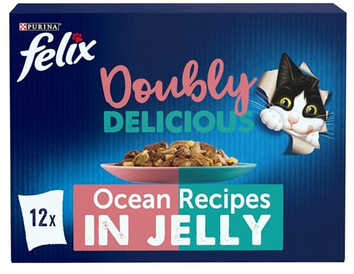 FELIX Doubly Delicious Ocean Recipes in Jelly Wet Cat Food 12x85g (Pack of 4)