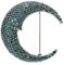 Broches en forme de lune pour femme - Unisexe - Lettre C - Pour fête et bureau, Métal Acrylique, Zircon cubique