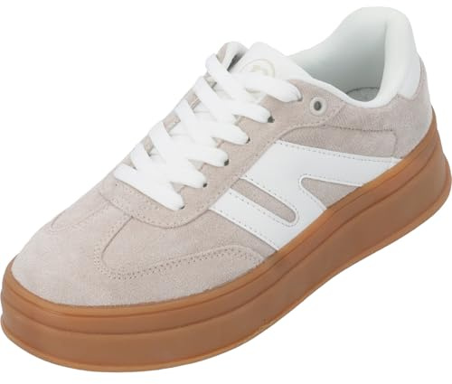 Palado Sneaker Damen Drotea – modische Turnschuhe im sportlich-schickem Design - elegant und bequem - vielseitiger Look für Verschiedene Outfits Beige/Weiß UK8 - EU41