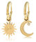 Made by Nami Set Ohrringe Gold Hängend mit Sonne & Mond Anhänger Ohrringe Set aus Chirugischem Edelstahl Boho Schmuck Damen Hypoallergen Wasserfester Schmuck