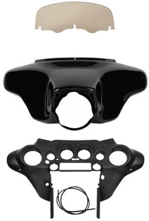 Batwing Innere Außenverkleidung Windschutzscheibe kompatibel mit Touring Street Electra 1996 bis 2013 Motorrad(Smoke)
