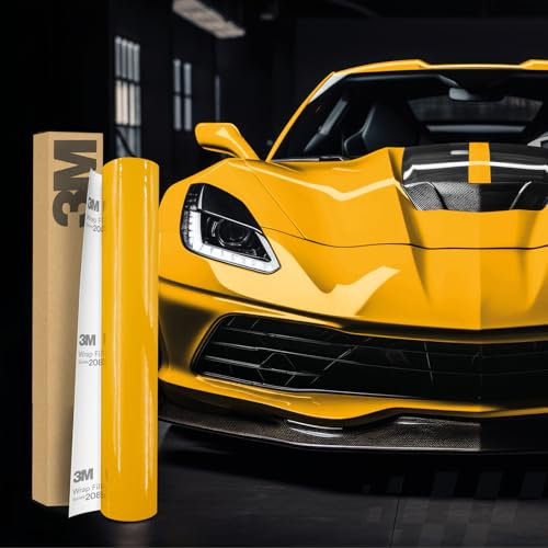 3M 2080 Car Wrapping Folie Selbstklebende Autofolie für Auto Motorrad Boot 3D Lackschutzfolie mit Luftkanälen zum Folieren (G25 Gloss Sunflower, 50 x 152cm)