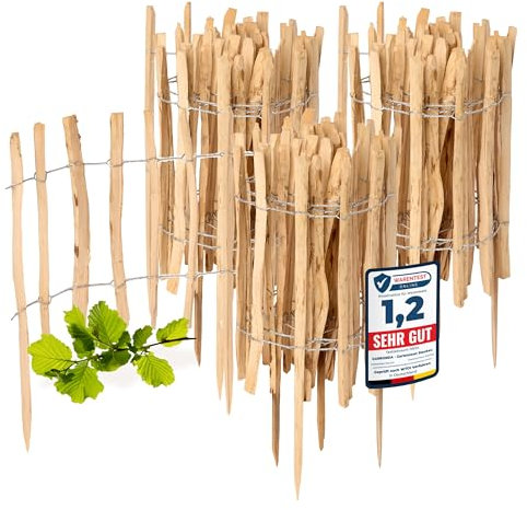 Garronda Cloture Jardin Exterieur à Planter en noisetier, clôture Jardin, clôture Bois, Bordure en Bois, ganivelle de Potager Exterieur GD-0156 Lot de 3 (Écart des Lattes: 3-5 cm, 60 cm x 5m)