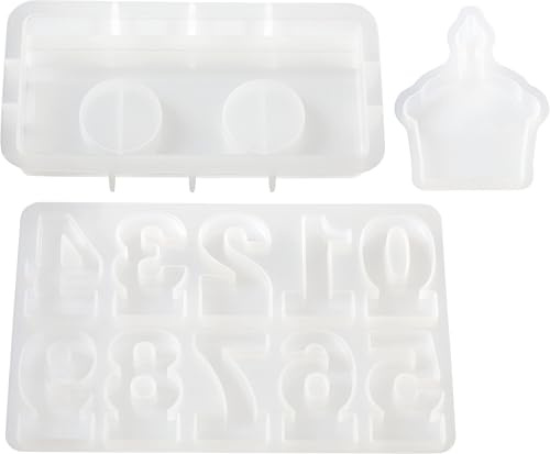 Hobbyfun Silikon Gießform Zahlen Set Steckkante 3 STK Gießform 12 Motive