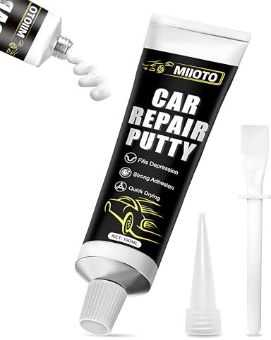 Miioto Mastic Carrosserie Voiture, Mastic Finition Carrosserie, Idéal pour Les Travaux de Restauration de Bosses sur Voitures, Automobiles, Bateaux et Autres - Blanc - 100ml