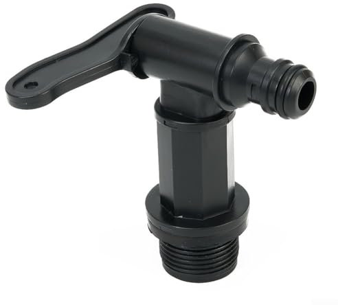 Fresh Water Tank Drain Tap with Thread Adaptor for Motorhome Caravan Boat Black Plastic Waste Water Tank Replacement 3/4 Inch Connector Fitting Camping Installation