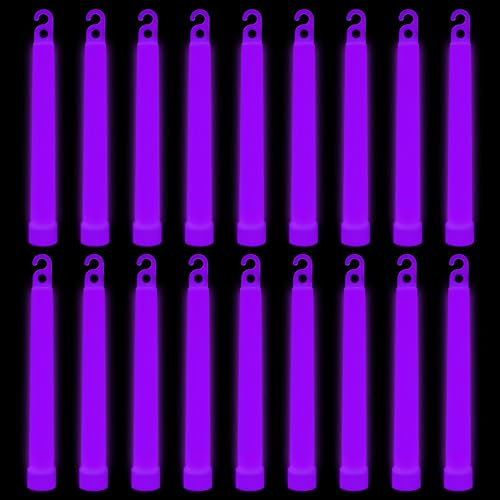 6 Zoll Glow Stick Lanyards - Lila Ultra Hell Glow in the Dark Sticks für Camping, Silvester, Festivals, Partys - Wasserdicht, Ungiftig & 12 Stunden Dauerhafte Leuchtstäbe, 25pcs