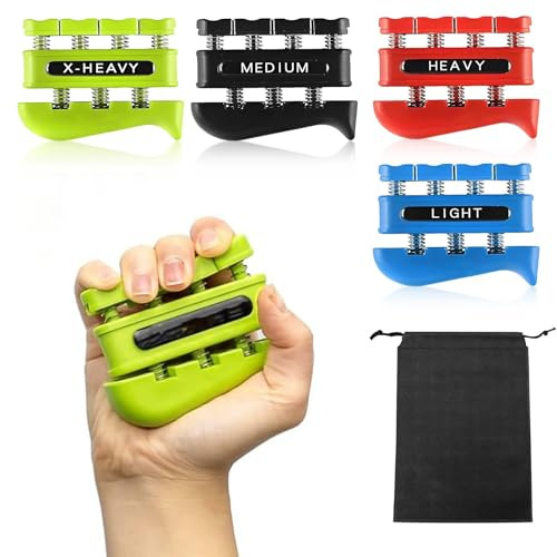 MYLERCT 4 Stück Fingerkraft Trainer ABS – 4 Stufen (3-14 lb), mit Beutel | Handtrainer Fingertrainer, Fingerverstärker,Ergonomischer Griff, für Gitarristen, Kletterer und Rehabilitation