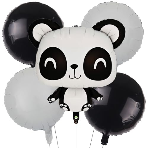Gleemix 5 Stück Panda Luftballon Tiere, Pandabär Helium Ballon, Panda Deko Luftballons Geburtstag, für Kindergeburtstag, Babyparty, Dschungel, Safari-Tiere, Mottoparty-Dekorationen