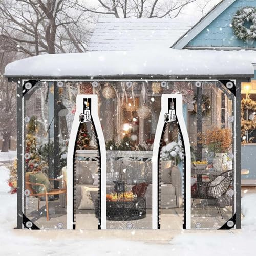 Tende Telone Impermeabili Trasparenti,Telo Plastico in Pvc Da 0,5mm Con Occhielli,Pannelli Laterali Telone Trasparente Gazebo,Tende Per Eventi e Tendoni Con Porte a Cerniera