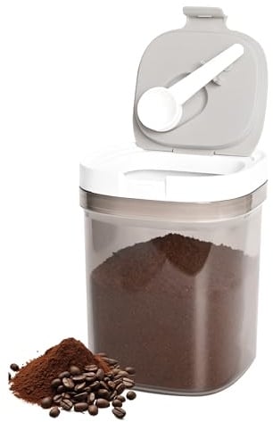 ZHABAYEN 1300ml Plastic Airtight Coffee Canister with Magnetic Scoop | Airtight Seal, BPA-Free, Keeps Coffee Beans Fresh, for Tea, Sugar, Flour, Cereal, Dry Food, Kitchen Pantry Storage