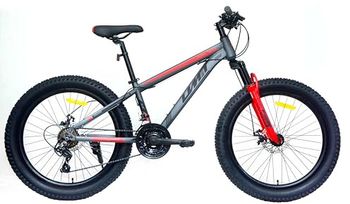 DEPORBIKES ️ Fahrrad 24 Zoll Kinder 8-12 Jahre | Mountainbike + Fat 3.0 Räder + 21 Gänge Shimano + Federung vorne | Ideal für Abenteuer im Freien (grau-rot)