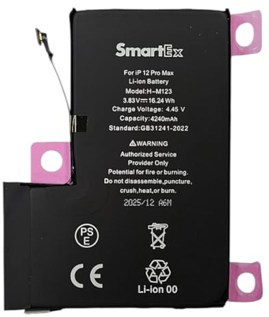 Smartex® Black Label Batterie Compatible avec iPhone 12 Pro Max - Haute capacité 4240 mAh