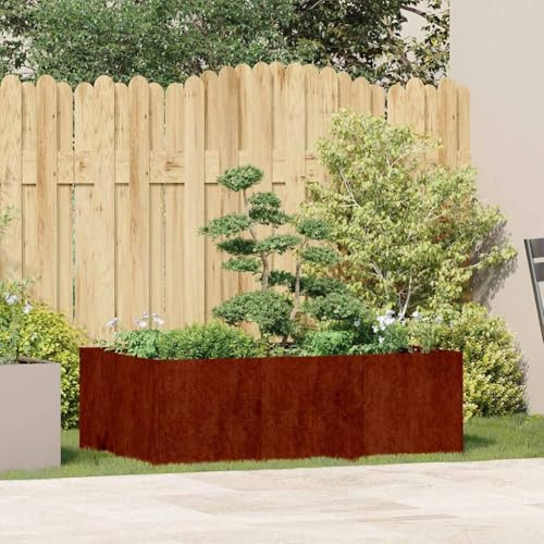 Yisssmeng Pflanzkübel 120x80x40 cm aus wetterfestem Corten-Stahl mit offenem Boden, Rost-Look, Modernes Design & hohe Stabilität für Garten, Terrasse oder Balkon
