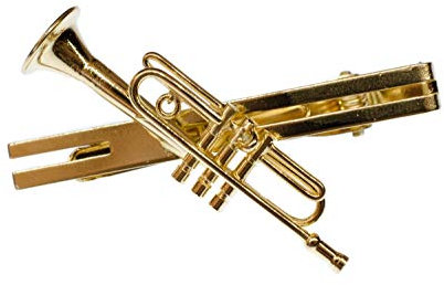 Miniblings Trompette Cravate Pince de Cravate + boîte Musique Trompette doré - Bijoux à la Mode Main Je Cravate Bijoux Mr Hommes Bijoux épingle Pince à Cravate Cravate Clip