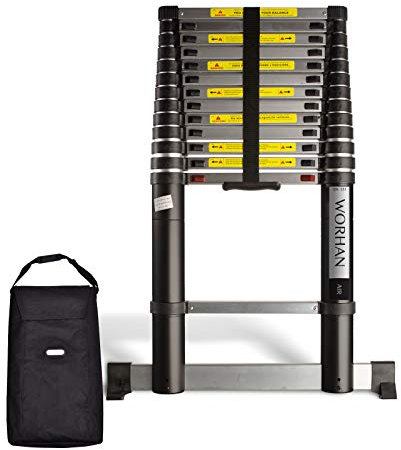 WORHAN® 4.4m Luftabsenkungstechnologie. TELESKOPLEITER ALULEITER ANLEGELEITER ALULEITER ALU TELESKOP Leiter MULTIFUNKTIONS Leiter 440cm 1K4.4Air+Bag