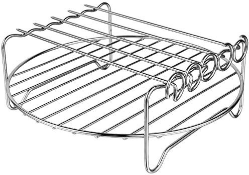 Air Fryer Rack-_HD9904/00 Doppellagiger Regal Spieß RackAir Friteuse Grill mit Spießen Zubehör Mehrzweck-Edelstahl Airfryer Grillrost (22cm)