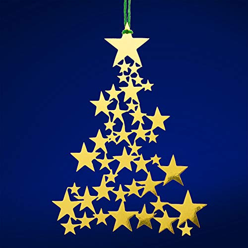 SIKORA BS-MS Traditionelle Christbaumschmuck Weihnachtsbaum Anhänger aus Messing - 28 Modelle wählbar, BS-MS:No.14 Sternenbaum H ca 8 cm