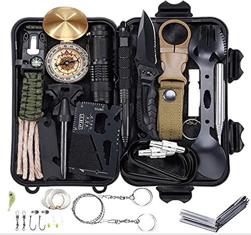 Outdoor Set 20-TLG. Survival Kit Überlebens-Set Camping/Outdoor mit Messer, Kompass, Säge UVM. (2)