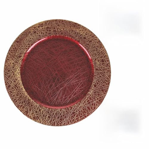 Villa d'Este Home Tivoli 5910935 Lot de 6 assiettes de Noël rouge et or Ø33 cm, plastique