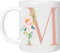 MOBILE STUFF Personalised Floral Mug Letter M -Any Alphabet 11oz Ceramic Coffee/Tea Cup Gift for Christmas, Birthday, Secret Santa, Mother’s Day or Father’s Printed Glitter, NOT Real Glitter (Rose M)