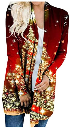 Black Friday Angebote 2024 Ab Wann Weste Damen Lang Winterjacke Trend 2022 Weihnachten Pullover & Strickjacken Wetterfeste Regenbekleidung Bolero Jäckchen Blazer Mit Taschen(Rot-1,L)