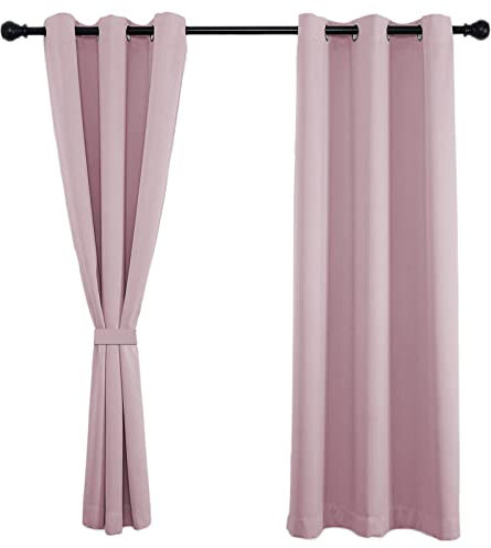 Sichtschutz Thermovorhang lichtdicht 245x300cm(H x B), Ösenschal, Die Montierung und die Pflege ist sehr einfach für Zimmer Küche Babyroom 1Stück-Hellrosa