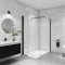 AICA paroi de douche à l'italienne 160x200cm avec barre de fixation 73-120cm en carré, paroi de douche pivotante 45x200cm, verre 8mm securit anticalcaire, profil Noir mat