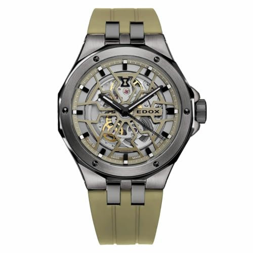 Edox EDOX 85303-357GNCAV-VONB Delphin Mechano Grünes Gummi-Urethan-Armband Automatik 316L Edelstahl Uhr mit Uhren-Einstellwerkzeug, Armbandtyp, Armbandtyp, Armbandtyp: