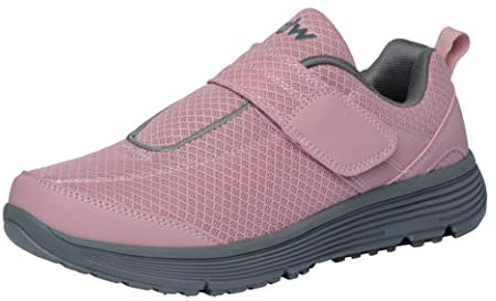 diawin Chaussures Diabétiques Femme - Orthopédiques Larges avec Velcro - Profondeur Chaussant Lisse & Spacieux - Course dw 3 Largeurs Hallux, Pieds Larges Enflés