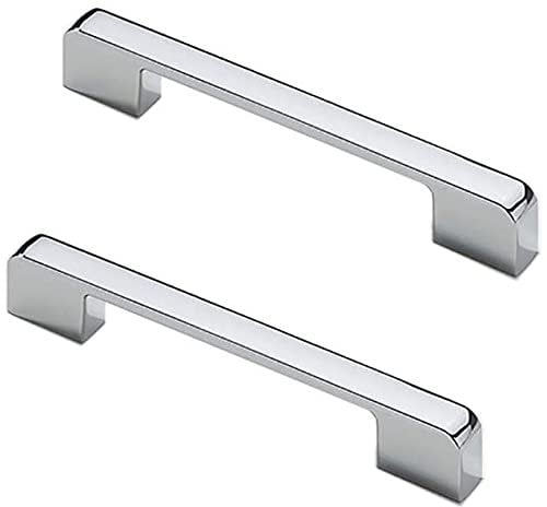 Boxonly 5 Pcs Door Handles, Bright Chrome American Style Zinc Alloy Drawer Cupboard Wardrobe Door Handle, Kitchen Hardware Cabinet Pulls (Hole Centers:128mm)