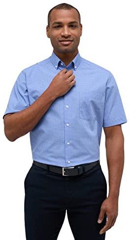 eterna Chemise à carreaux à manches courtes pour homme Coupe moderne, bleu marine, 47