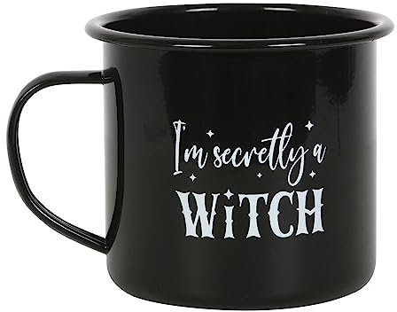 Mug en émail « I'm Secretly A Witch » – Tasse effrayante en forme de citrouille d'Halloween pour adultes, motif Witches Brew – Tasse d'automne parfaite