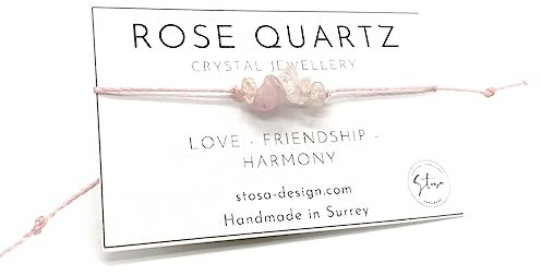 Stosa - Crystal String Bracelet, Crystal String Anklet, Crystal Friendship Bracelet - Handmade (Rose Quartz)