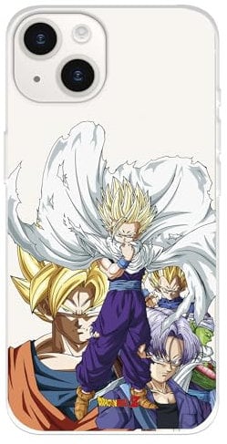 Case Compatible with iPhone 15 Official Dragon Ball Warriors Saiyans to Protect Your Mobile Phone, Transparent Flexible Silicone Case with Official Dragon Ball License