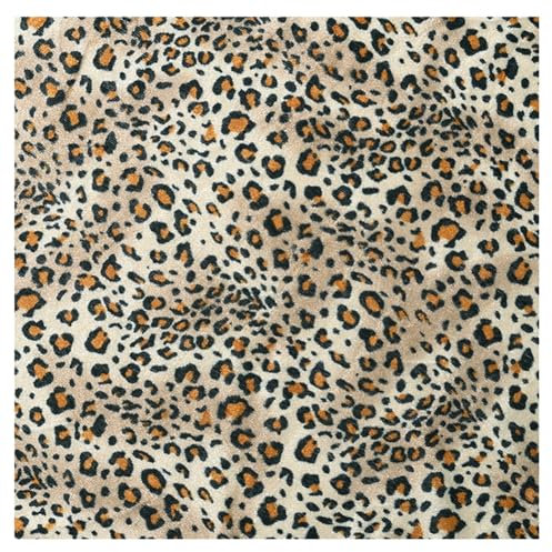 Wisafory Leopardenmuster Stoff 100x150cm Samt Patchwork Polsterstoff Wilder Dschungel Tiere Muster Dekostoff zum Quilten Satinstoff Nähenstoff Meterware für DIY Basteln Nähen Deko 6#