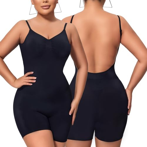 Takusun Rückenfreier Body für Damen, Bauchkontrolle, tiefer Rücken, Shapewear, offener Rücken, nahtlos, sexy Tank-Tops
