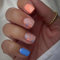 Calkrer - 24 uñas postizas cuadradas cortas para primavera y verano, con estampado floral, pegamento brillante en las uñas, acrílico azul y naranja.