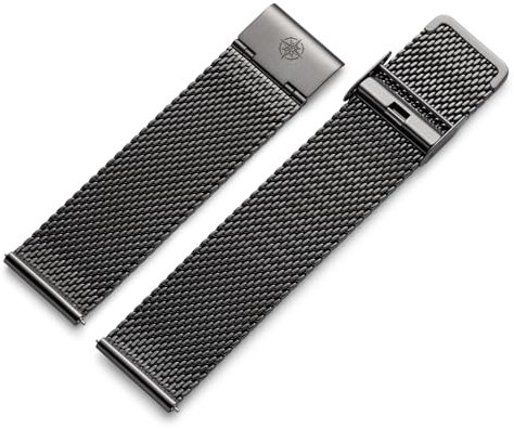 Kistanio 22 mm Milanaiseband aus Edelstahl Druckverschluss Meshband Gunmetal - ME-22-GM