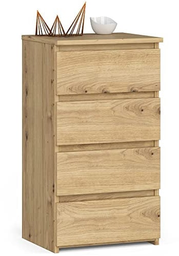 Kommode mit 4 Schubladen Kommode Schlafzimmer Flur Wohnzimmer Organizer Kommode mit Schubladen 40 cm breit 74 cm hoch | Artisan Eiche Highboard Sideboard Mehrzweckschrank Schrank schmal